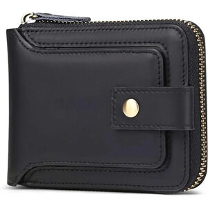 Men Wallet Genuine Leather RFID Bifold Wallet with ID  Window Zip Coin Pocket